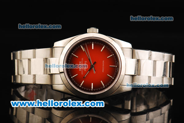 Rolex Air King Automatic Movement Full Steel with Red Dial and White Stick Markers - Click Image to Close